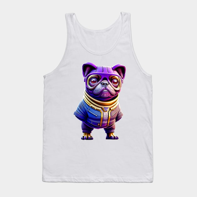 Pug in Purple Villain Suit - Adorable Dog Dressed in a Purple Skin Costume Tank Top by fur-niche